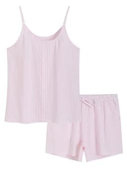 Latuza Women's Cotton Seersucker Cami and Shorts Pajama Set