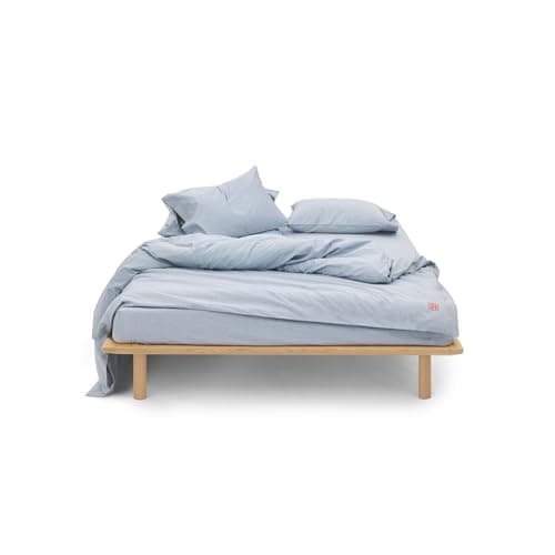 AIZOME Organic Cotton Bedsheet Set, Plant-Dyed Natural Indigo, 340 Thread Count