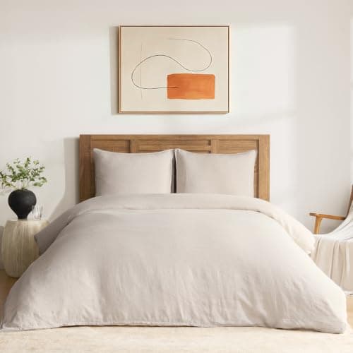 DAPU 100% French Linen Duvet Cover Set, 170 GSM