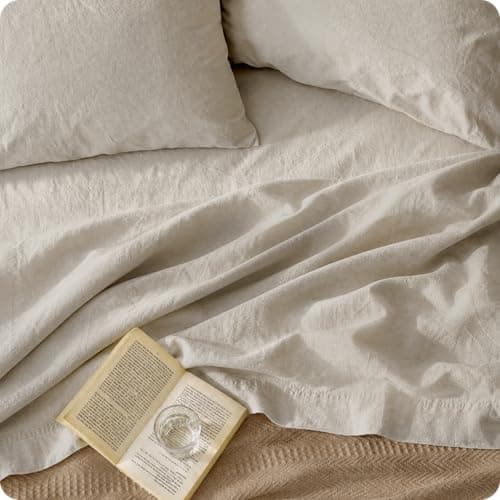 Bedsure Cotton-Linen Blend Sheet Set, 16-Inch Deep Pocket