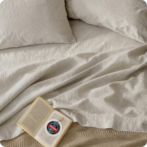 Bedsure Cotton-Linen Blend Sheet Set, 16-Inch Deep Pocket