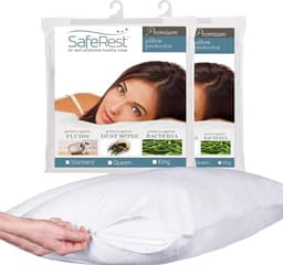 SafeRest Waterproof Zippered Pillow Protector, Cotton Terry, Pack of 2