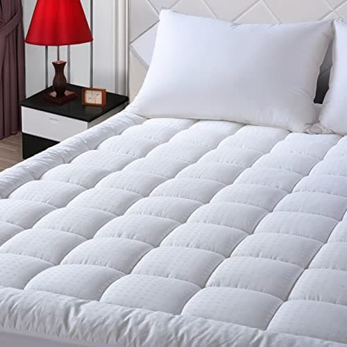 EASELAND Cotton Pillow-Top Mattress Pad, 21-Inch Deep Pocket
