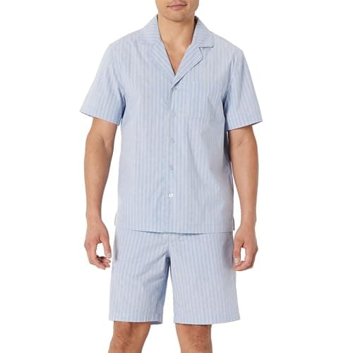 Amazon Essentials Men's Lightweight Cotton Poplin Pajama Set, Short Sleeve
