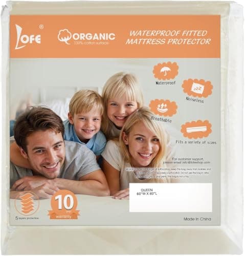 LOFE Organic Cotton 5-Sided Waterproof Mattress Protector