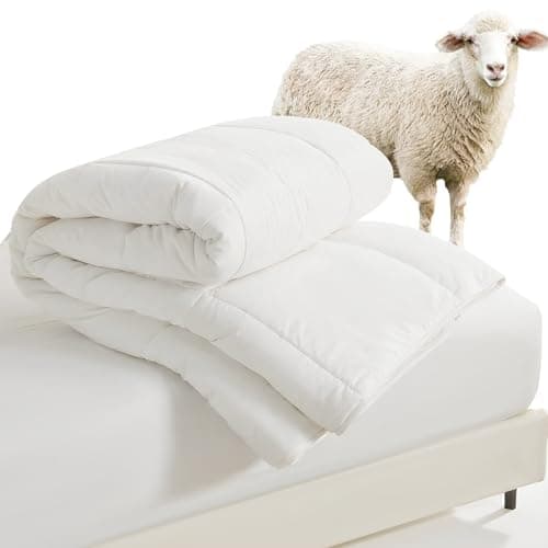 HOMBYS Lightweight Wool Comforter, 100% Australian Wool Filling 120gsm, 60s Cotton Shell