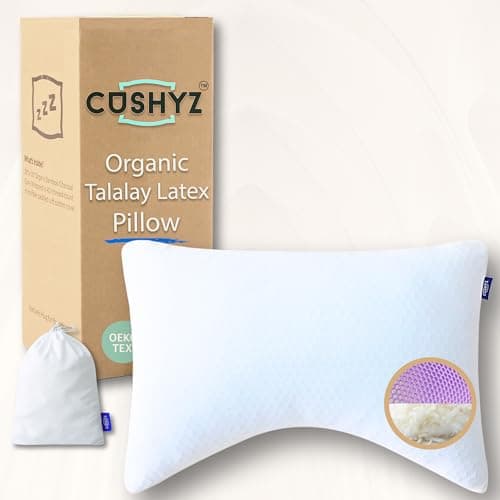 CUSHYZ Organic Talalay Latex Pillow with 3D Honeycomb Cover