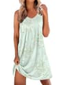 Ekouaer Cotton Sleeveless Pleated Nightgown