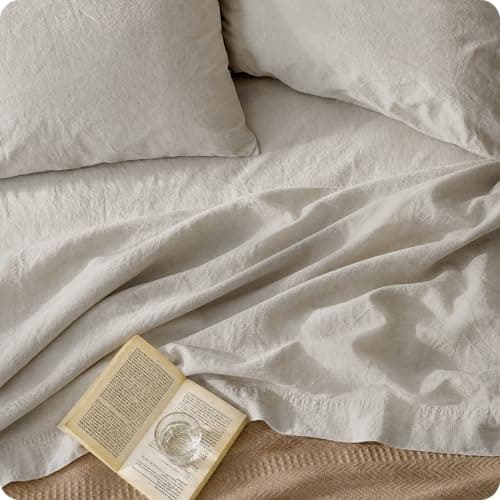 Bedsure Cotton-Linen Blend Sheet Set, 16-Inch Deep Pocket