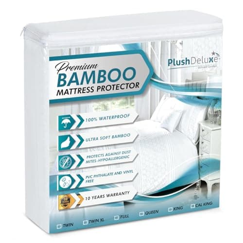PlushDeluxe Bamboo Waterproof Mattress Protector