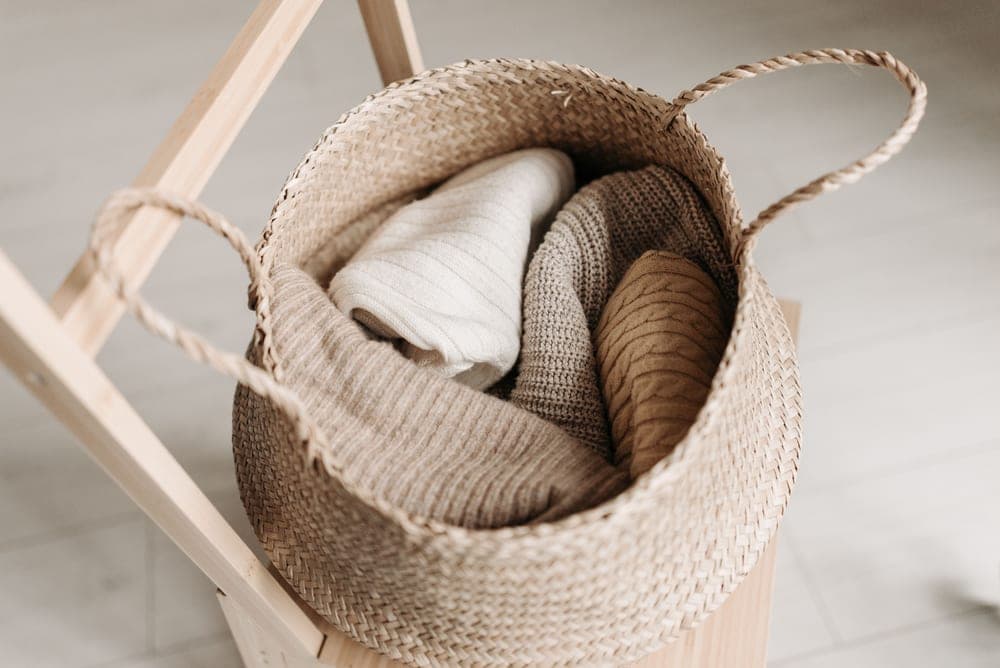 Neatly folded natural bedding textiles