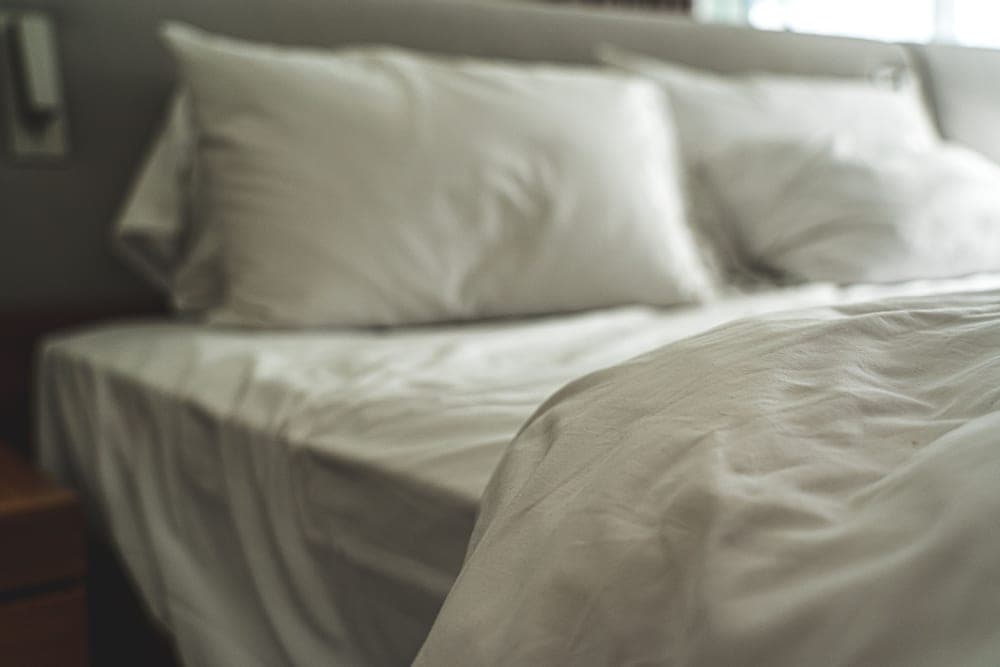 White bedding in morning light